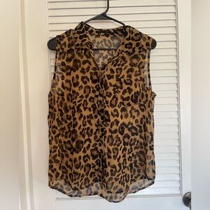 Edge Brown and Tan Sleeveless Blouse